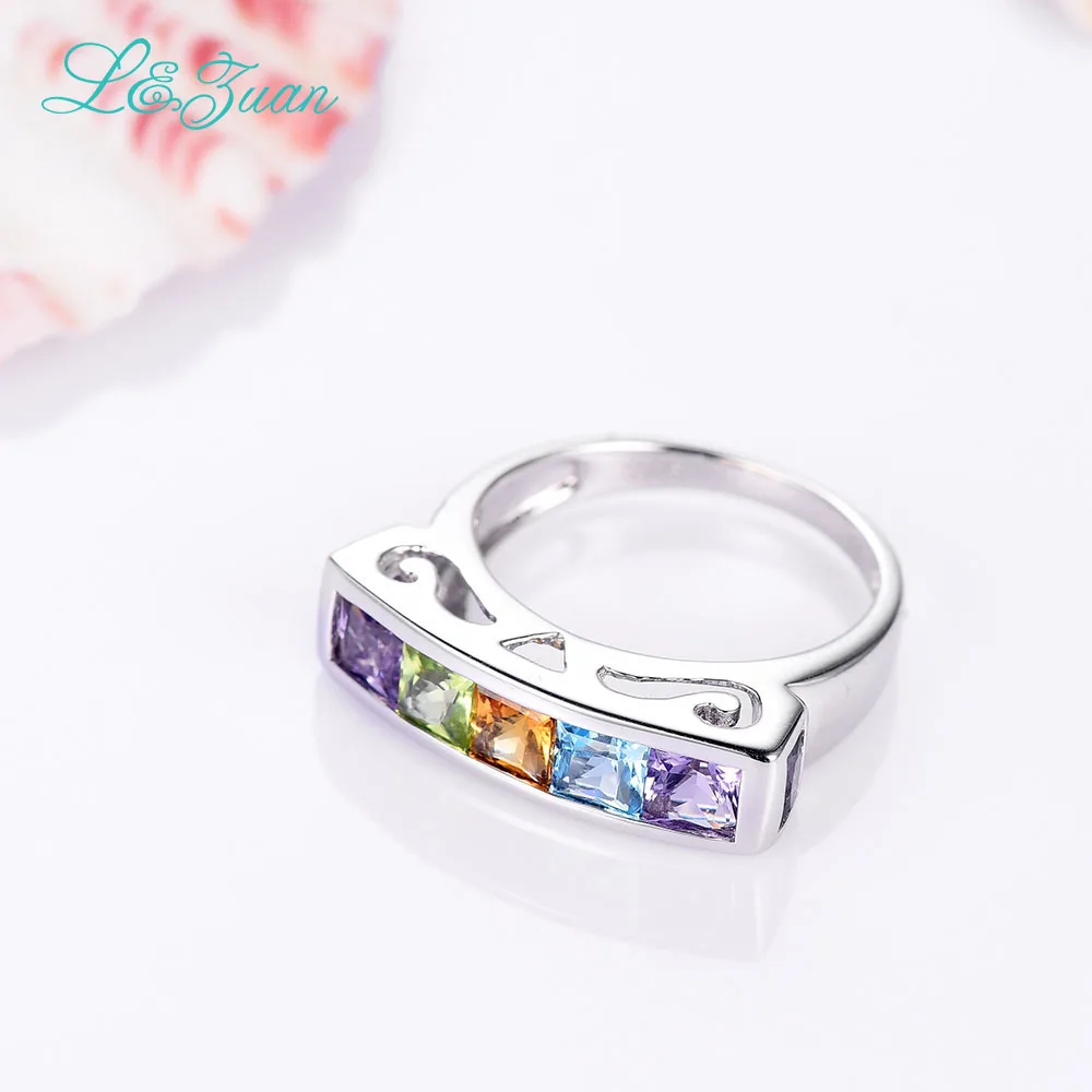L &amp zuan серебро 925 пробы натуральный 1.03ct Аметист Фиолетовый Камень зубец