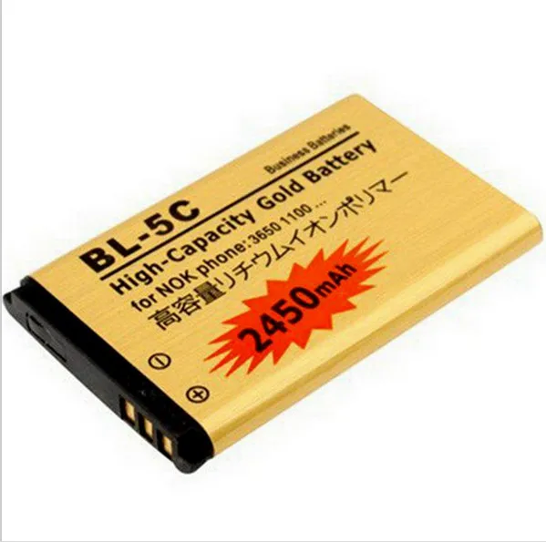 10 шт./лот 2450 мАч BL-5C BL5C BL 5C Золото Замена Батарея для nokia 3650 1100 6230 6263 6555 1600 6630 6680 6550 E50
