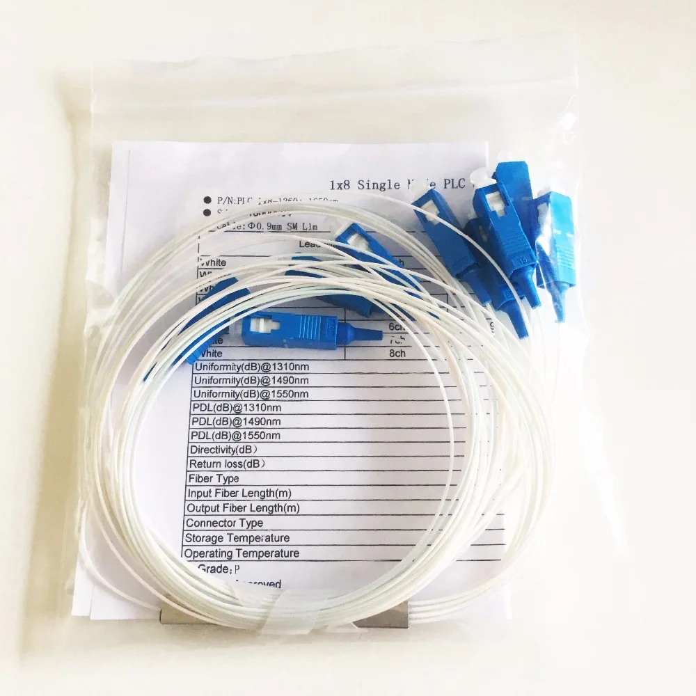 10 шт. SC ПК одномодовый волоконно оптический FTTH 0 9 мм Мини ПЛК Сплиттер 1x8|Детали