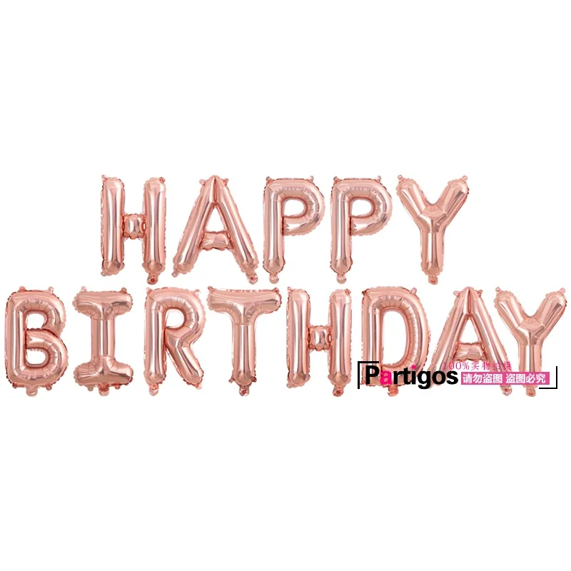 happy birthday 16 дюймов письмо воздушный шар с днем рождения розовое золото Воздушный баллон для День рождения украшения - Цвет: happy birthday