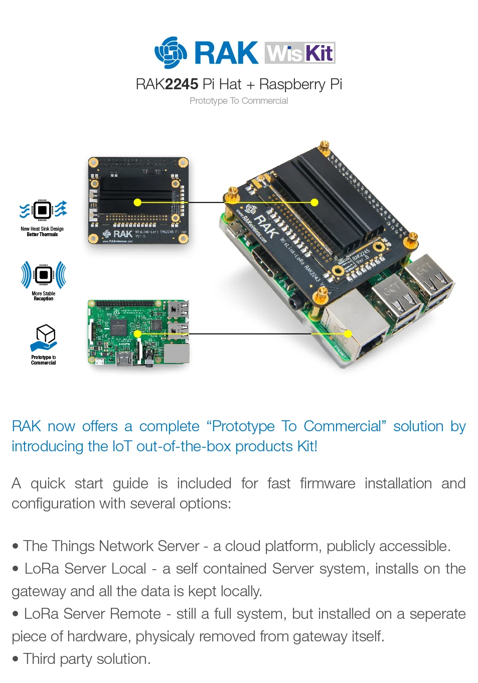 RAK2245 Pi HAT& Raspberry Pi 3B+ и 16G TF карта(с изображением программного обеспечения) для быстрого запуска приложения LoRaWAN