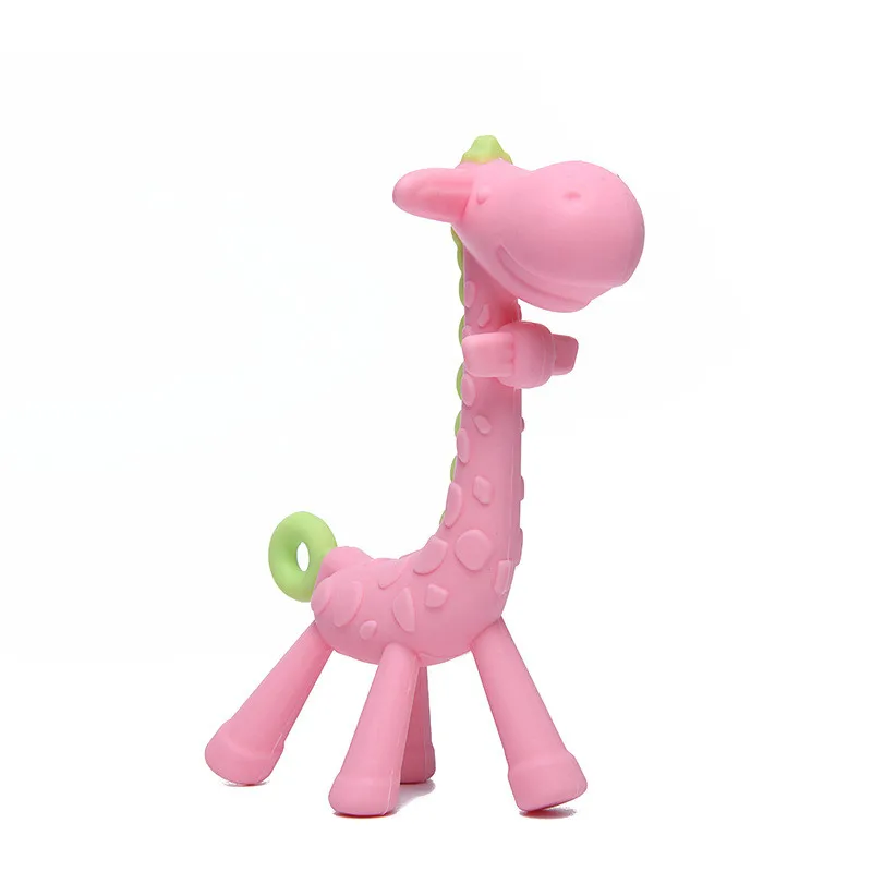 giraffe-pink Силиконовые Прорезыватели, сделай сам, животное, коала, детское кольцо, прорезыватель, BPA FreeInfant, Сова, коала, бусины, сделай сам, цепочка для детей, прорезыватель, подарок, игрушки для малышей - Цвет: giraffe-pink