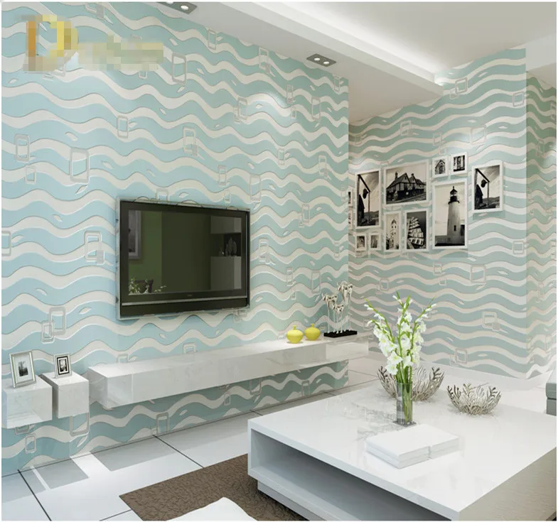 High Quality Non-Woven 3D Embossed Flocking Geometric Pattern Designs Wallpaper Living room Bedroom Decoration Wall paper R547 |