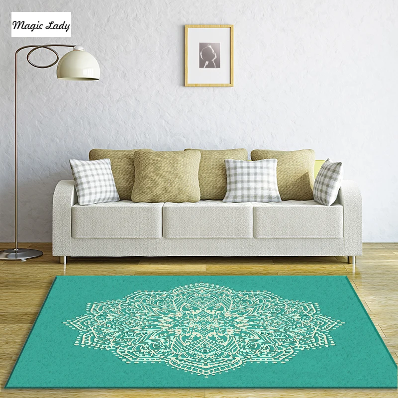 Carpet For Living Room Bedroom Cultural Circles Texture Abstract Pattern Modern Shapes Floral Decorations Lines Art Beige Green |