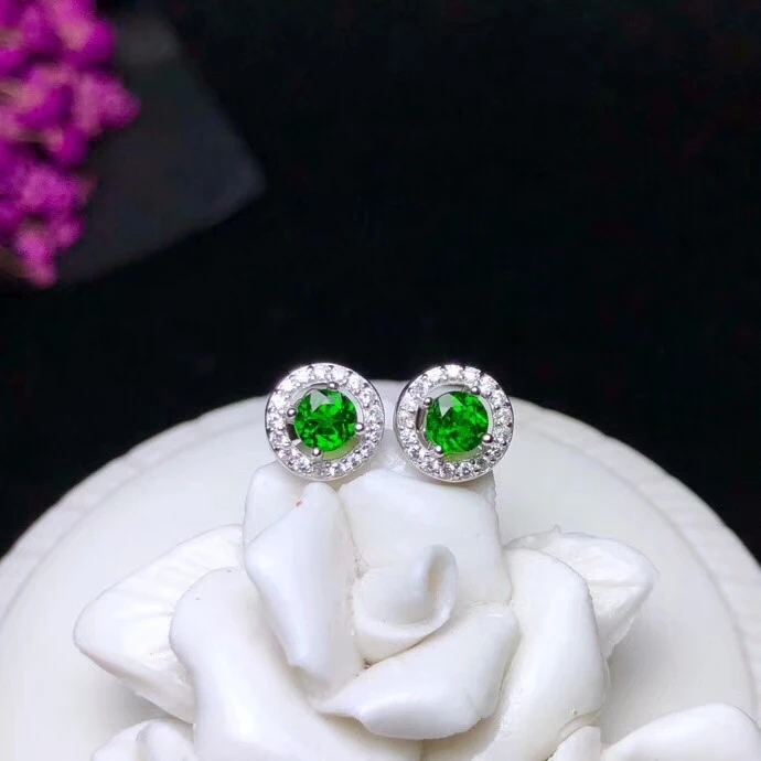 KJJEAXCMY boutique jewelryar серьги из серебра инкрустированные естественный диопсид новые