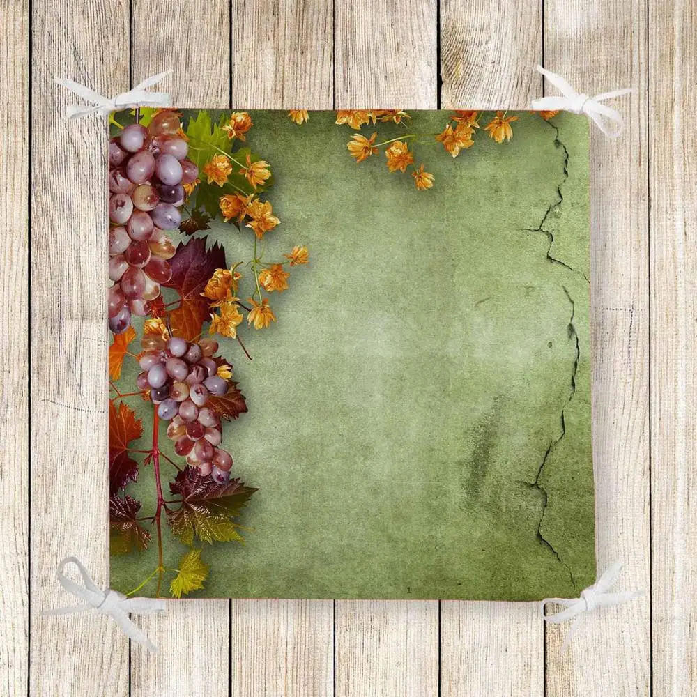 

Else Damson Grapes Vintage Green Wall 3d Print Chair Pad Seat Cushion Soft Memory Foam Full Lenght Ties Non Slip Washable Zipper