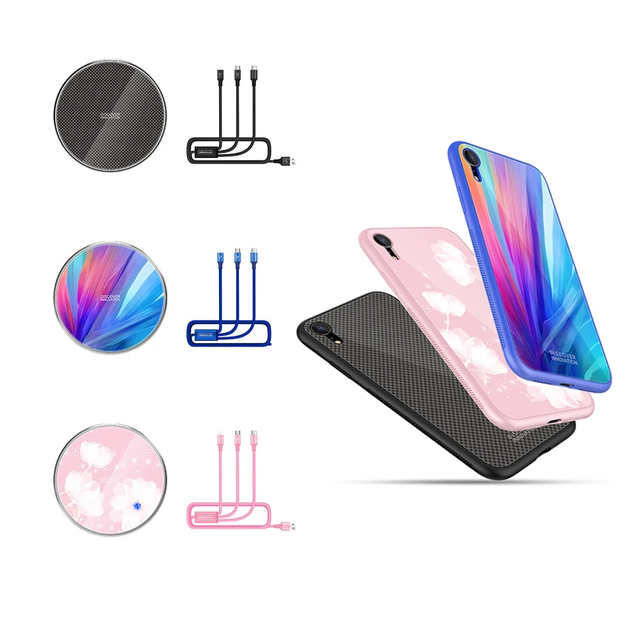 Подарочная упаковка Nillkin Qi беспроводной зарядный коврик 3 в 1 usb зарядный кабель чехол для телефона для iPhone XR/XS для iPhone XS Max 5,8/6,1/6,5