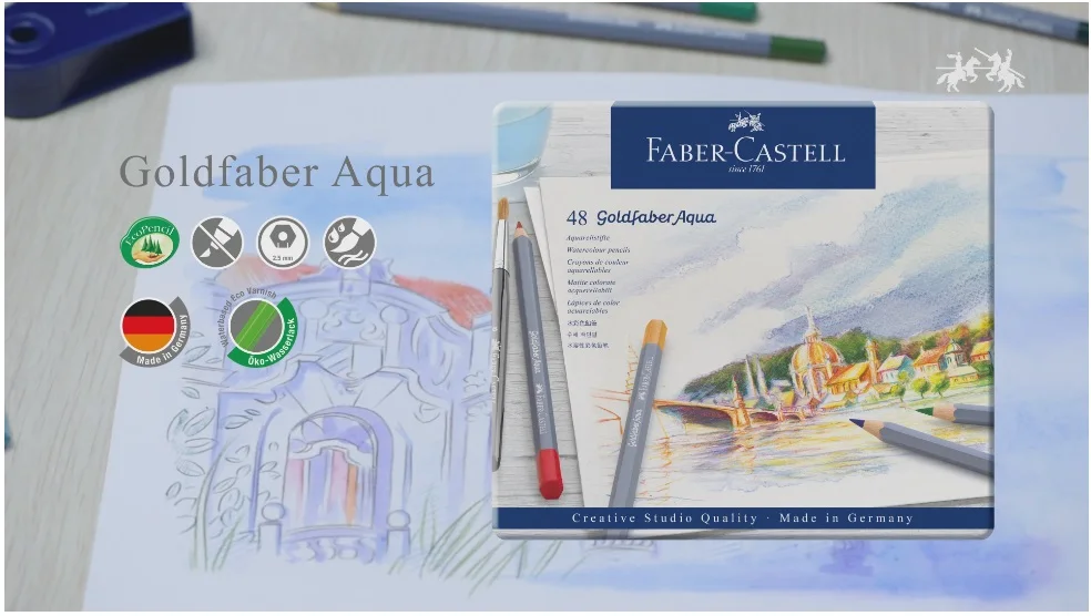 Оригинальный Faber Castell Goldfaber Aqua акварельные карандаши олова 24 набор цветных