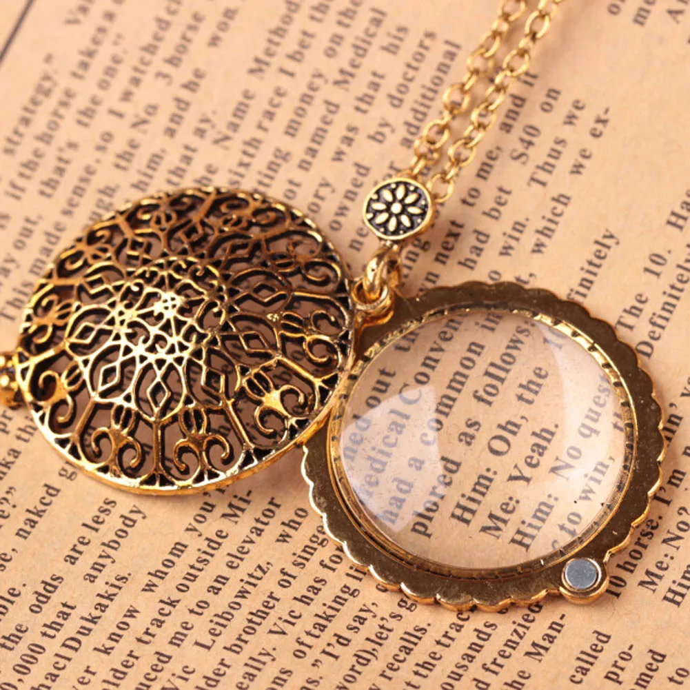 Полые узоры Круг стекло кабошон купольное ожерелье с увеличительным стеклом