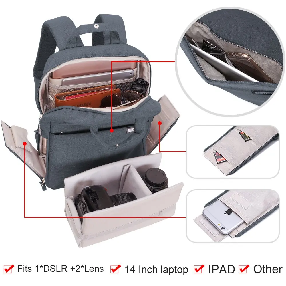 Рюкзак для камеры сумка DSLR/SLR водонепроницаемый с отделением ноутбука 14 дюймов