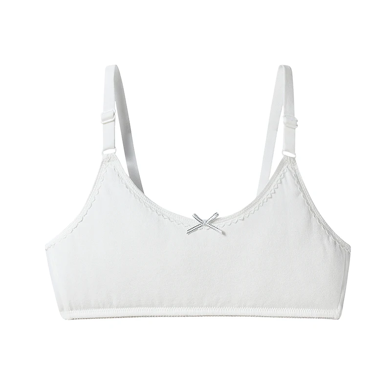 White THREEGUN/спортивный бюстгальтер для девочек нижнее белье из хлопка; удобный бюстгальтер для подростков; Детские бюстгальтеры для девочек; нижнее белье; A70-A85 - Цвет: White