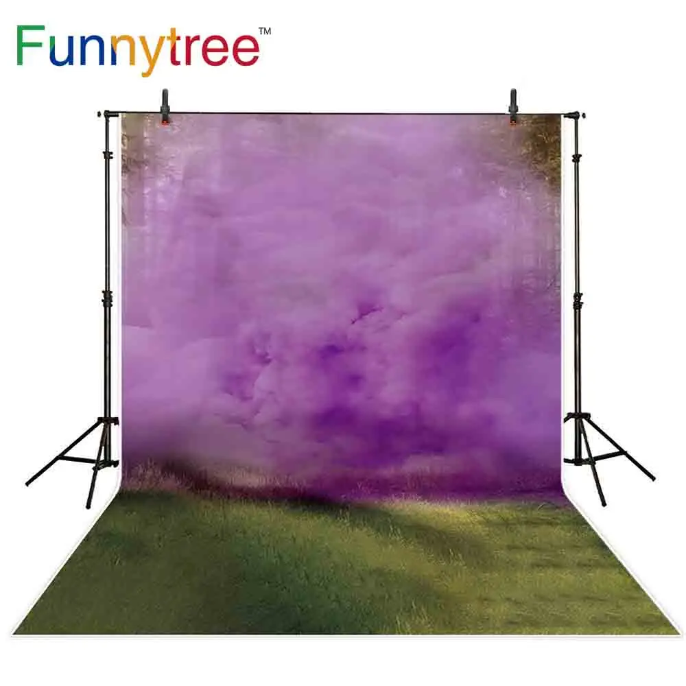 Funnytree фон для фото студия лес фиолетовый дым травы природы Фон фотографии