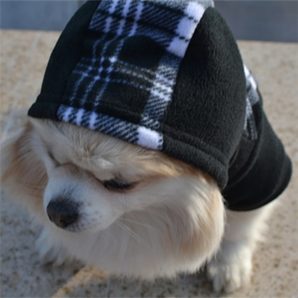 Winter Warm Black White Plaid Puppy Pet Dog Hoodie Hooded Sweatshirt Pullover |