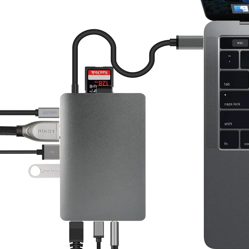 YUNCLOUD USB Type C 3 1 концентратор к RJ45 Gigabit Ethernet Mini DP HDMI PD адаптер питания с 5 мм аудио