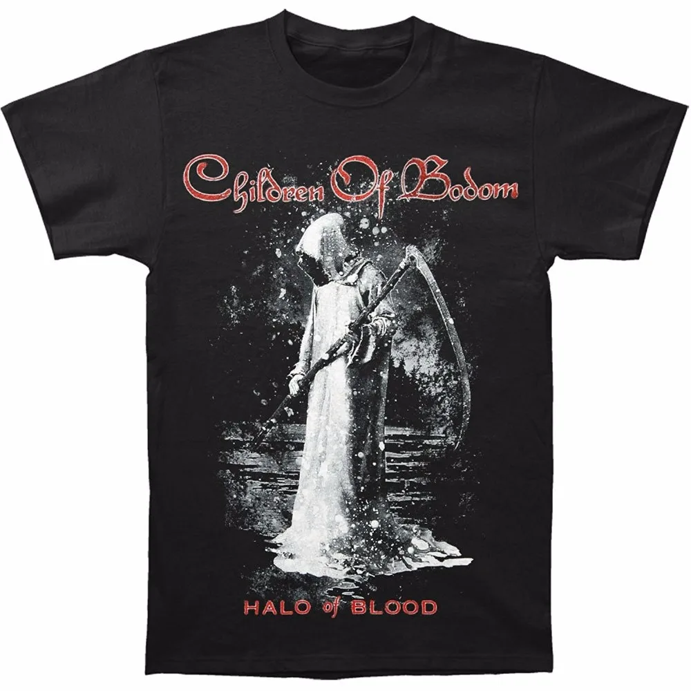 Children Of Bodom мужская Мода Футболка Черная Хлопчатобумажная С Коротким Рукавом Шею