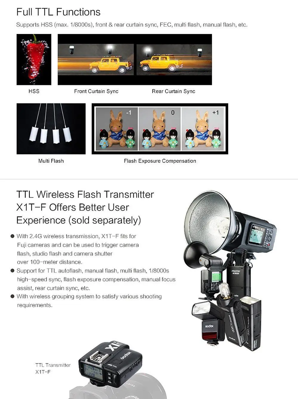 Вспышка Godox TT350F 2 4G HSS 1/8000s TTL GN36 для камер Fuji + триггер X1T-F сумка фильтр диффузор