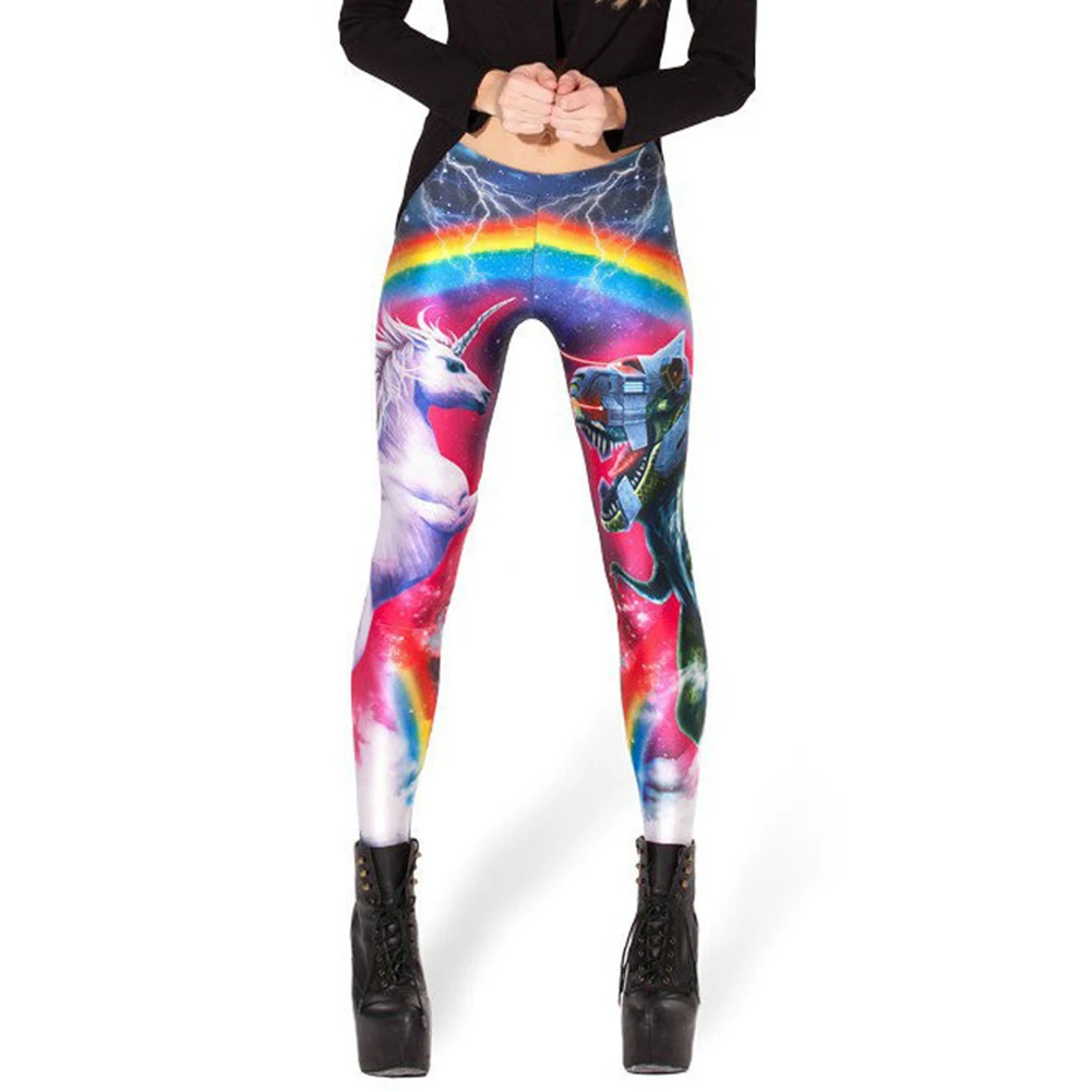 Для женщин rainbow Unicorn Распечатать Sexy Stretch Леггинсы для тощий длинный карандаш Брюки