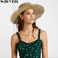 2019 fashion fray boater hat wide brim sun hats for women natural woven seagrass beach hat cool summer straw hats kentucky derby