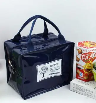 Стильный bento изоляционный пакет льда Портативный pu Ланч-бокс для пикника Цветок молния два размера для женщин подогреватель детского питания держать ланч-мешок - Цвет: small navy