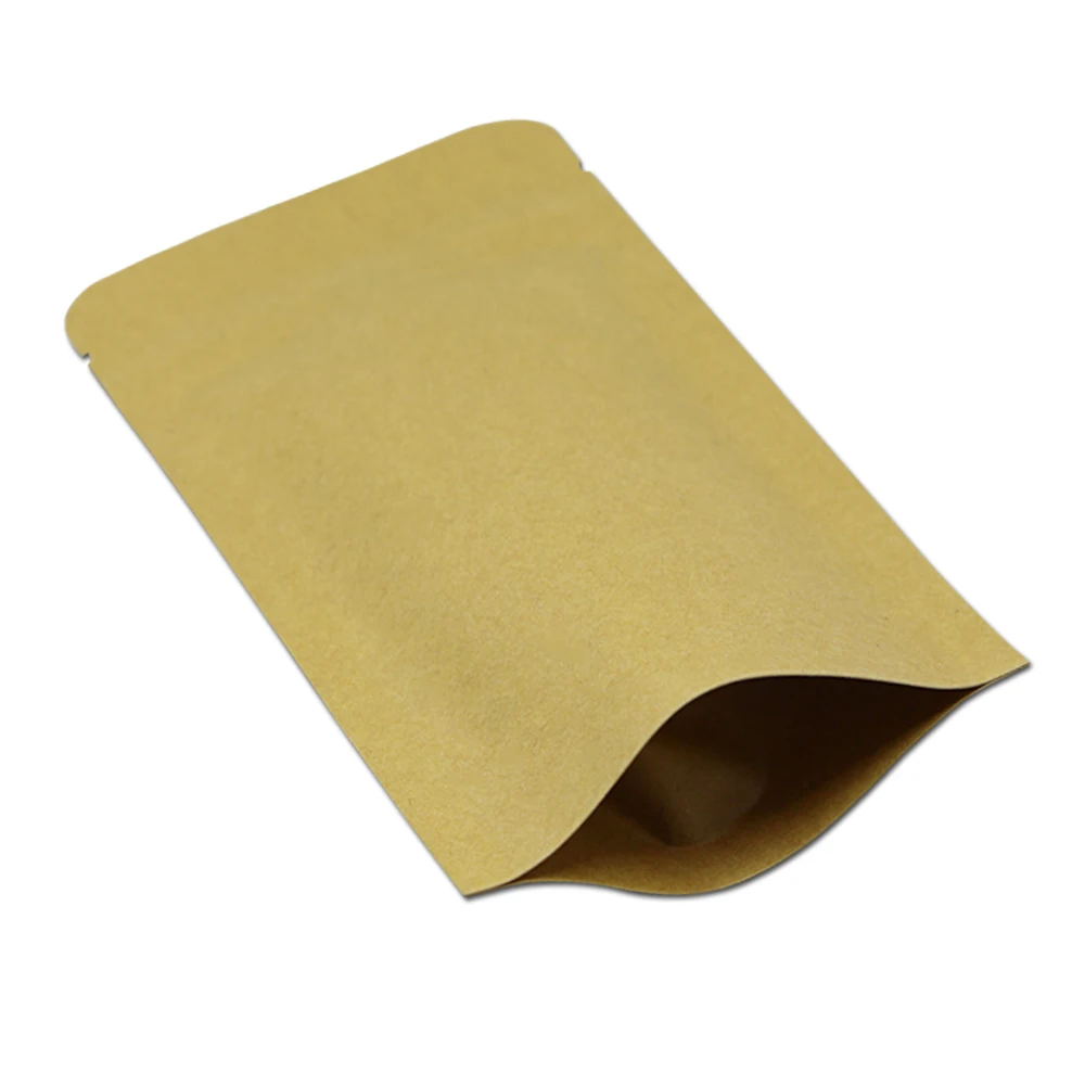 

50Pcs/Lot 11*18.5cm Aluminum Foil Self Seal Bags Doypack Foods Package Bags Brown Kraft Paper Ziplock Bags Pouches for Christmas