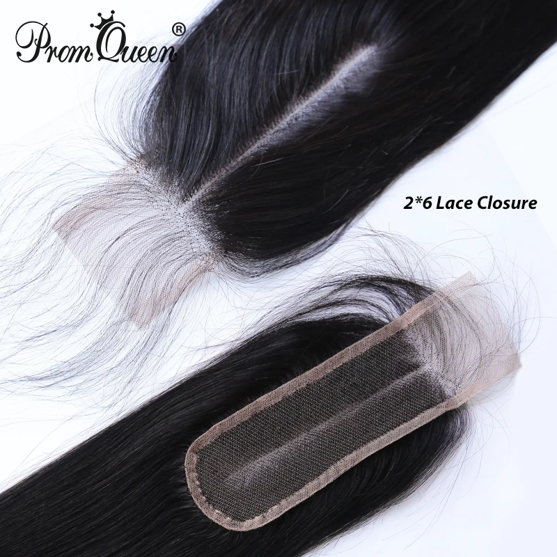 Promqueen 2X6 бразильские кружева закрытие прямые волосы Remy человеческие волосы натуральный цвет средняя часть