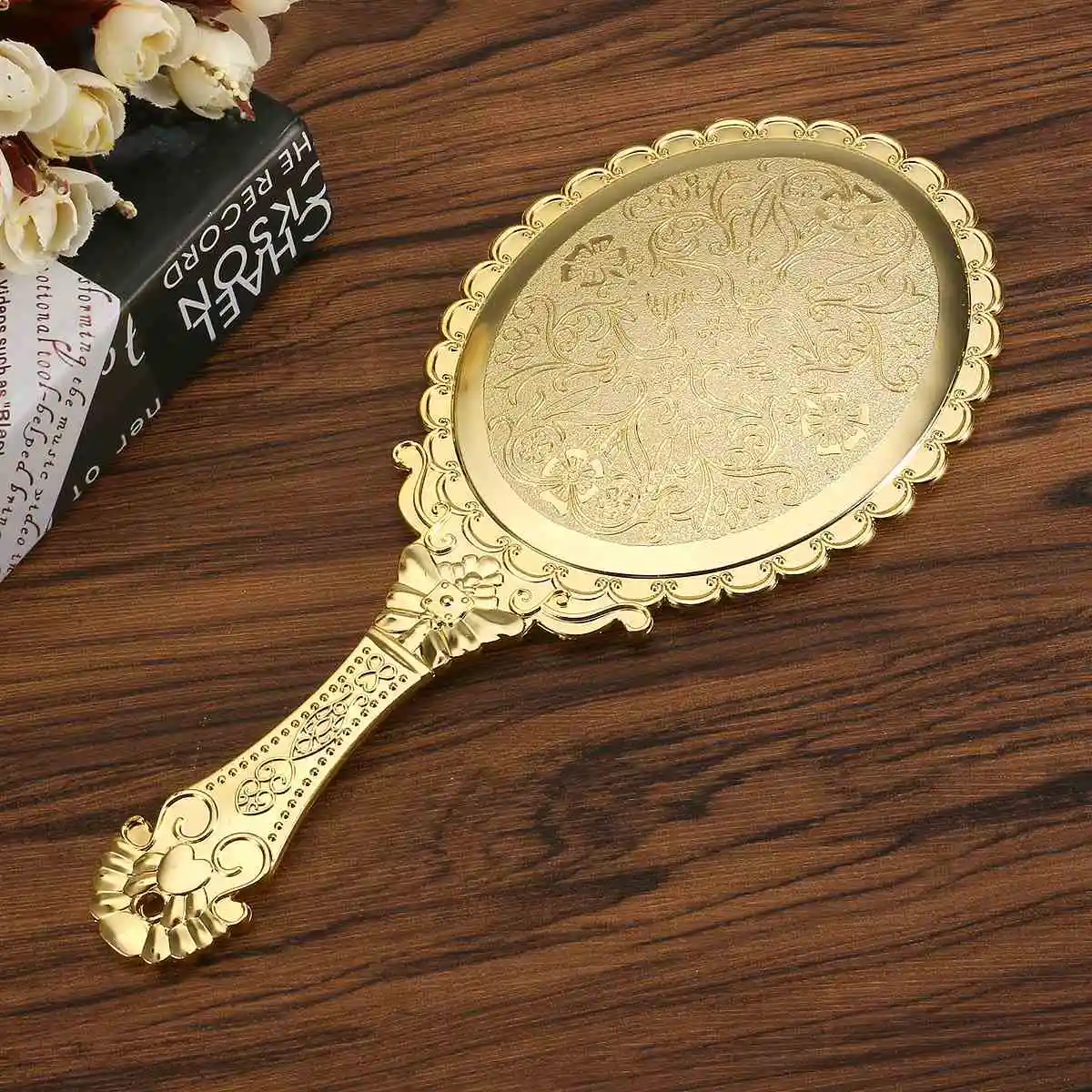 Портативное винтажное косметическое зеркало для макияжа овальное круглое