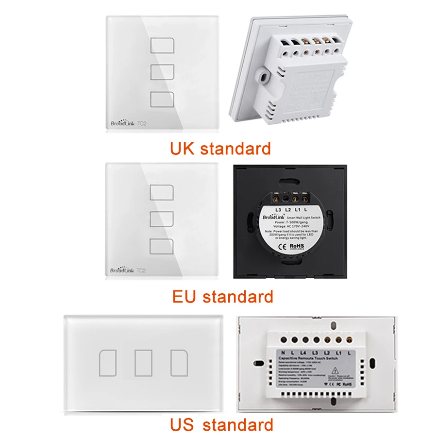 TC2 Великобритания ЕС США переключатель 1 комплект 2 клавиши 3 сенсорный