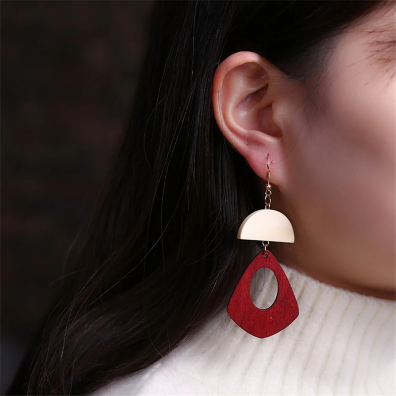 Новые европейские и американские креативные геометрические полые серьги с милым