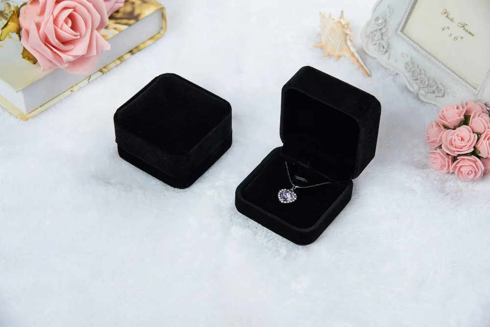 

100pcs Velvet Jewelry Boxes for Necklace Fashion Delicate Flocking Foldable Jewellery Box Cases Valentine's Day Gift
