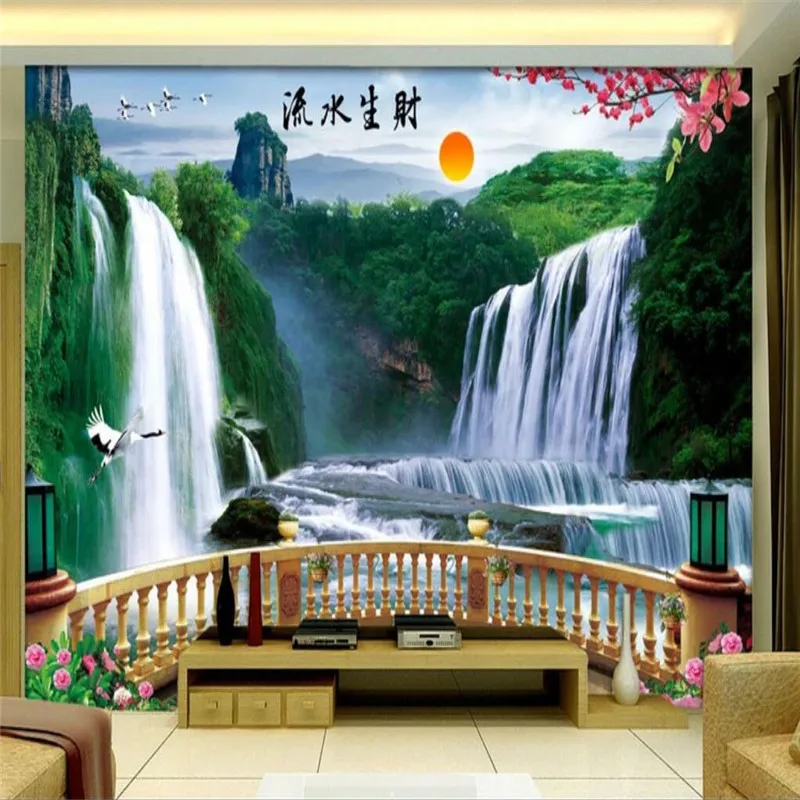 

3D balcony landscape TV background wall professional production mural wholesale wallpaper mural poster photo wall