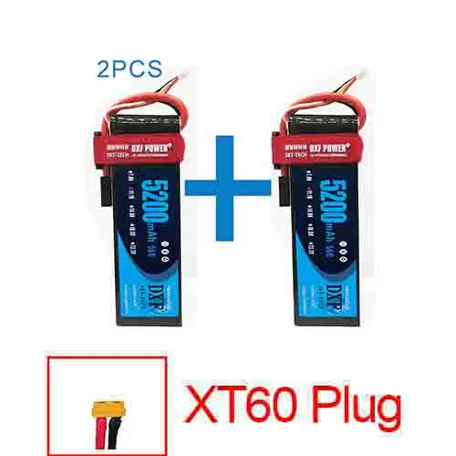 5200Softcase50C-XT60 2 шт. DXF lipo Батарея 3S 11,1 V 3000 мА/ч, 3500 мА/ч, 5200 мА/ч, 30C 45C 50C 100C 200C для 1/10 1/8 RC автомобиль грузовик FPV, вертолет-Дрон - Цвет: 5200Softcase50C-XT60