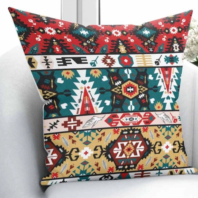 

Else Red Green Brown Ethnic Turkish Kilim Design Retro 3D Print Throw Pillow Case Cushion Cover Square Hidden Zipper 45x45cm