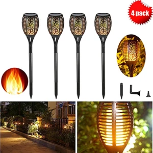 4 garden lights COCOZ Солнечный фонарь светильник мерцающий IP65 водонепроницаемый наружный солнечный светильник с пламенем ландшафтный светильник лампа для газона дорожка светильник Точечный светильник - Испускаемый цвет: 4 garden lights