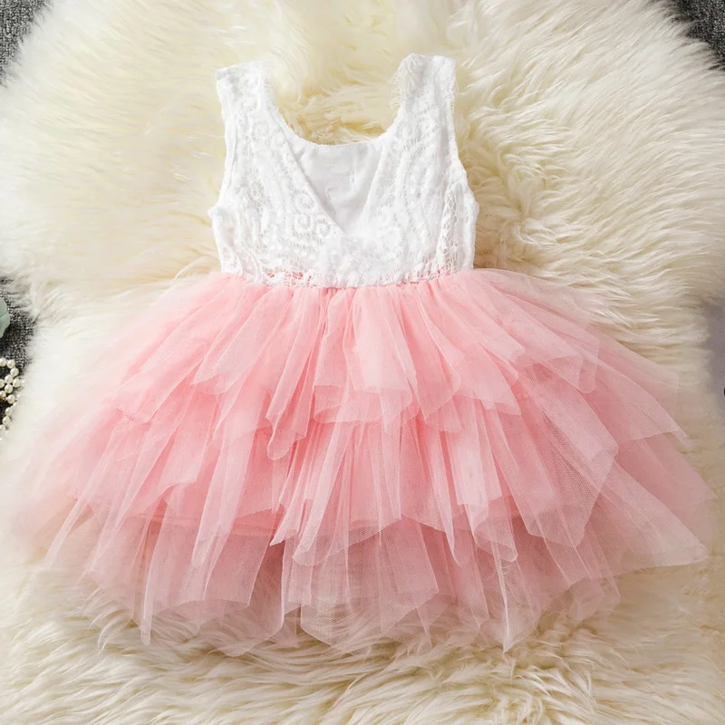 Infant Baby Girl Party Lace Tutu Dresses Kids Sleeveless Princess Dress Summer Children Cloth Fancy Costume for 2 4 6 | Детская одежда
