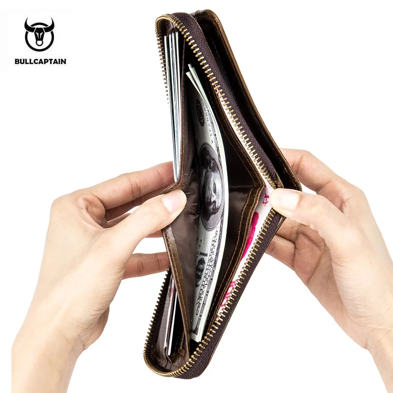 Кошелек BULLCAPTAIN RFID из воловьей кожи тонкий дизайнерский брендовый кошелек Новое