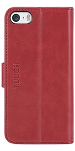 Чехлы-бумажники tuch для iPhone 5/5s/SE, кожаная тонкая книга форматом в пол-листа с отделением для карт, зажим для денег, подставка, магнитная застежка - Цвет: Red