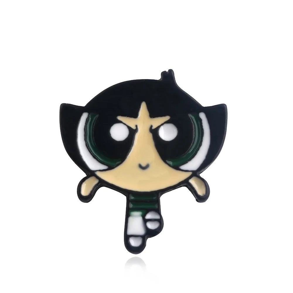 SG Animado Kawaii Powerpuff броши для девочек булавки Детское пальто рубашка Рождество Spilla ювелирные изделия подарок Прямая - Окраска металла: As picture