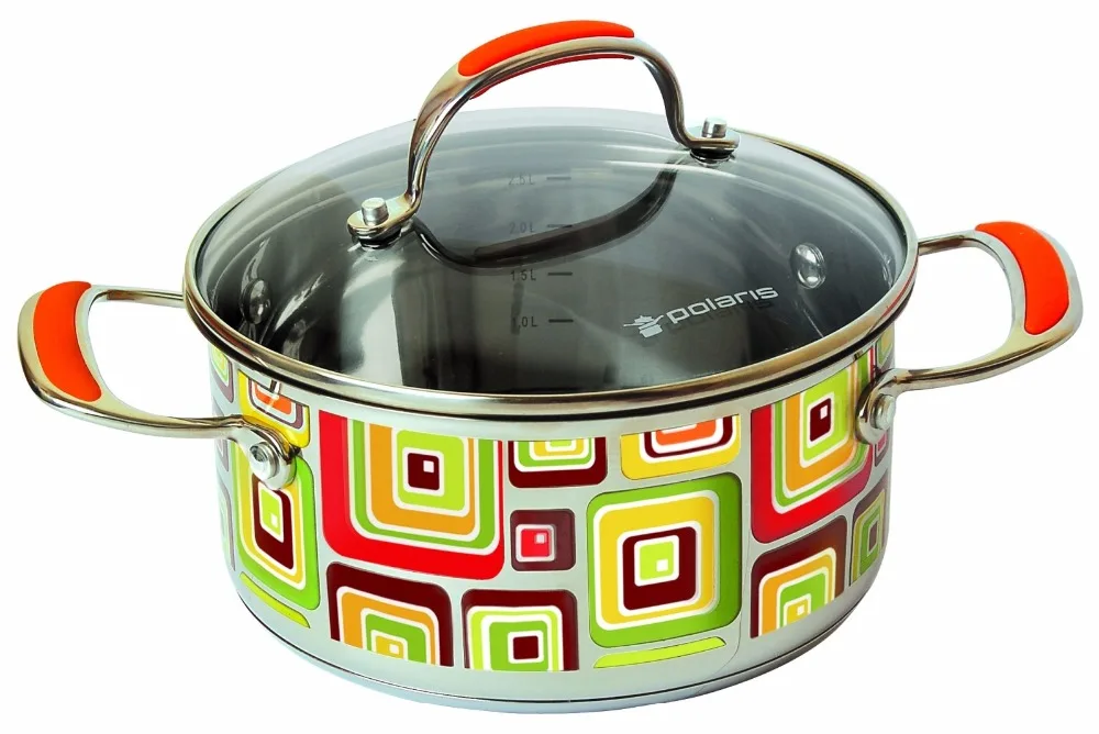 Polaris Fresh Line 20C Stainless Steel Pan Combined color Deep stewing Sauce Pans Diameter 20 cm with Cover | Дом и сад