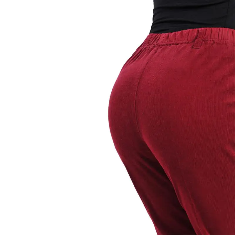 Весенне-осенние модные эластичные вельветовые брюки с высокой талией, удобные высококачественные теплые брюки большого размера для отдыха... от AliExpress RU&CIS NEW