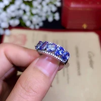 kjjeaxcmy boutique jewelryar 925 silver inlaid natural tanzanite gemstone ring support detection