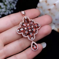 kjjeaxcmy boutique jewelry 925 pure silver inlaid natural garnet pendant necklace support detection