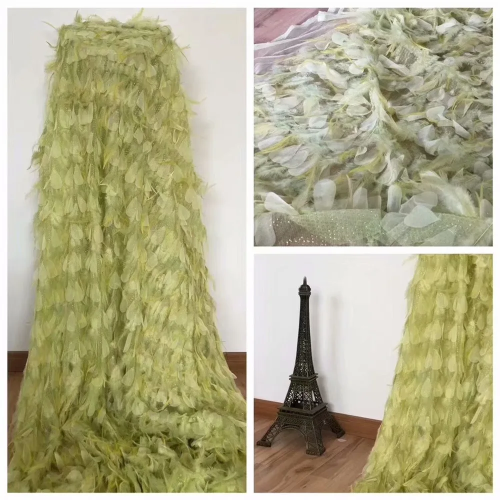 Fashionable Luxury French 3d Pink Embroidery Lace Feather African Dress Tulle Fabric For Girls X636-5 | Дом и сад