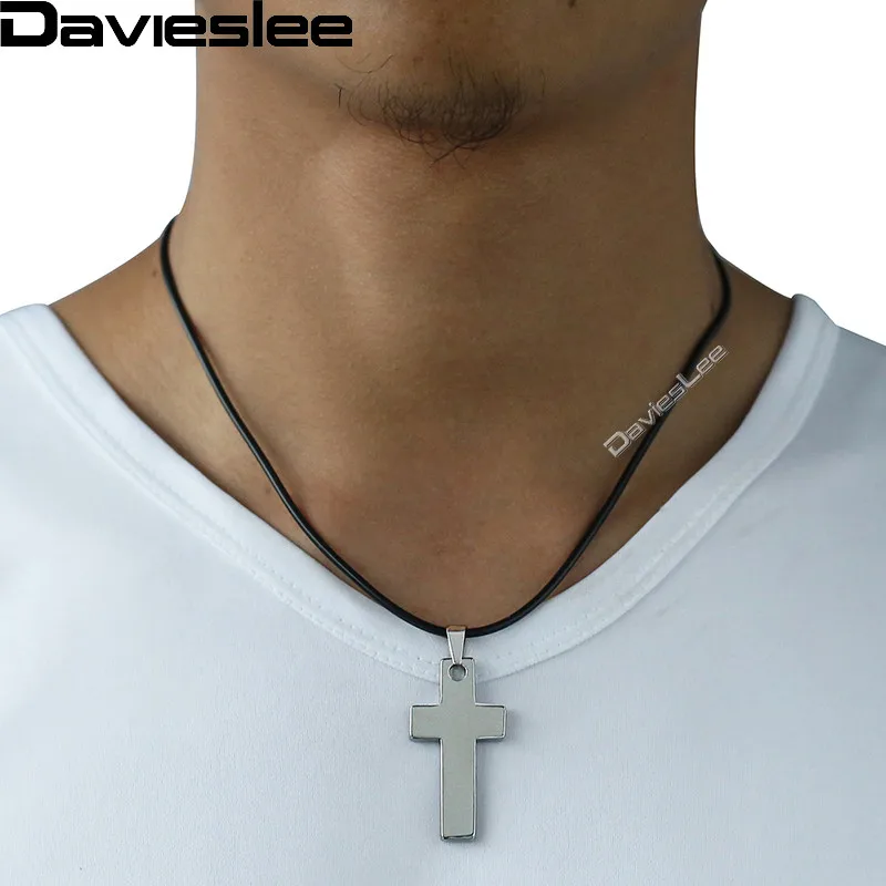 Ожерелье с подвеской в виде крестиков из полированной кожи для мужчин и женщин