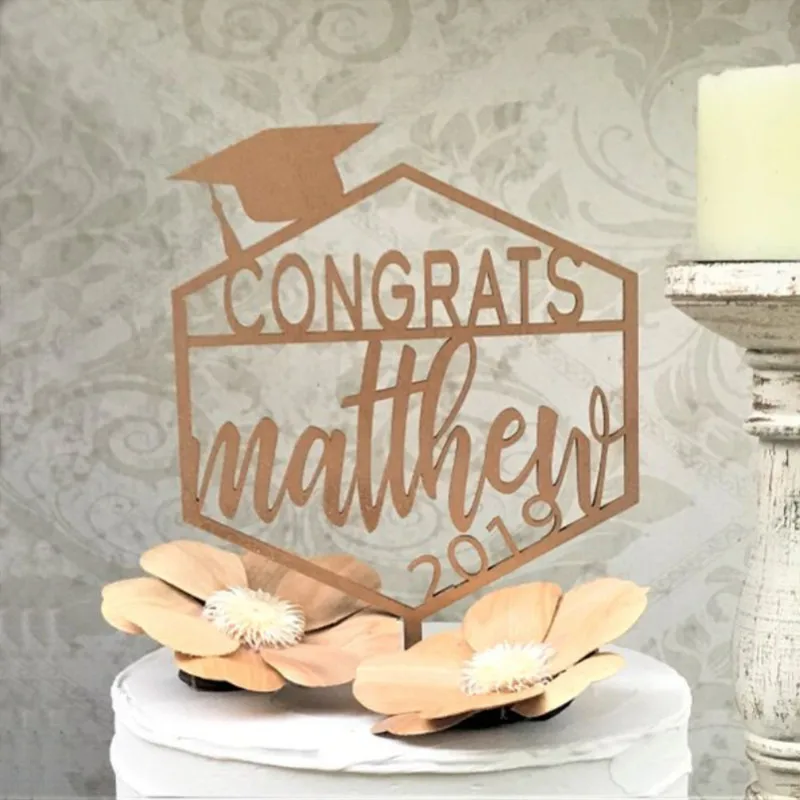 Custom Cake Topper Graduation Party Decorations Congrats Toppers Personalized Graduate's Name Gift | Дом и сад