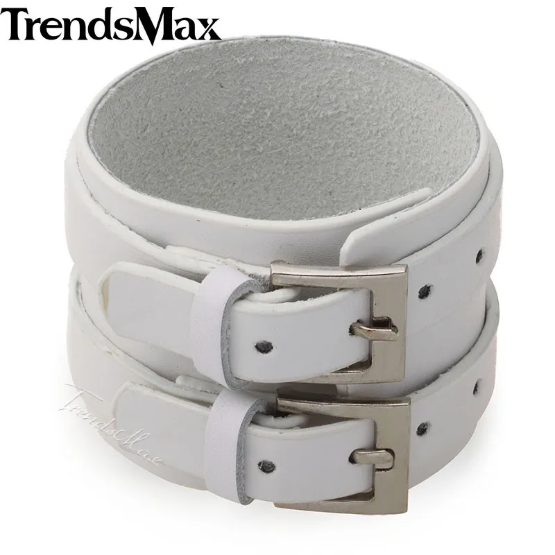 Trendsmax 51 мм Широкий мужские женские ручной работы кожаный браслет коричневый