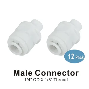 Штекерный соединитель 18 дюйма, резьба x 14 дюйма, быстроразъемные детали для труб, фильтры для воды и системы обратного осмоса RO-12 шт. в упаковке