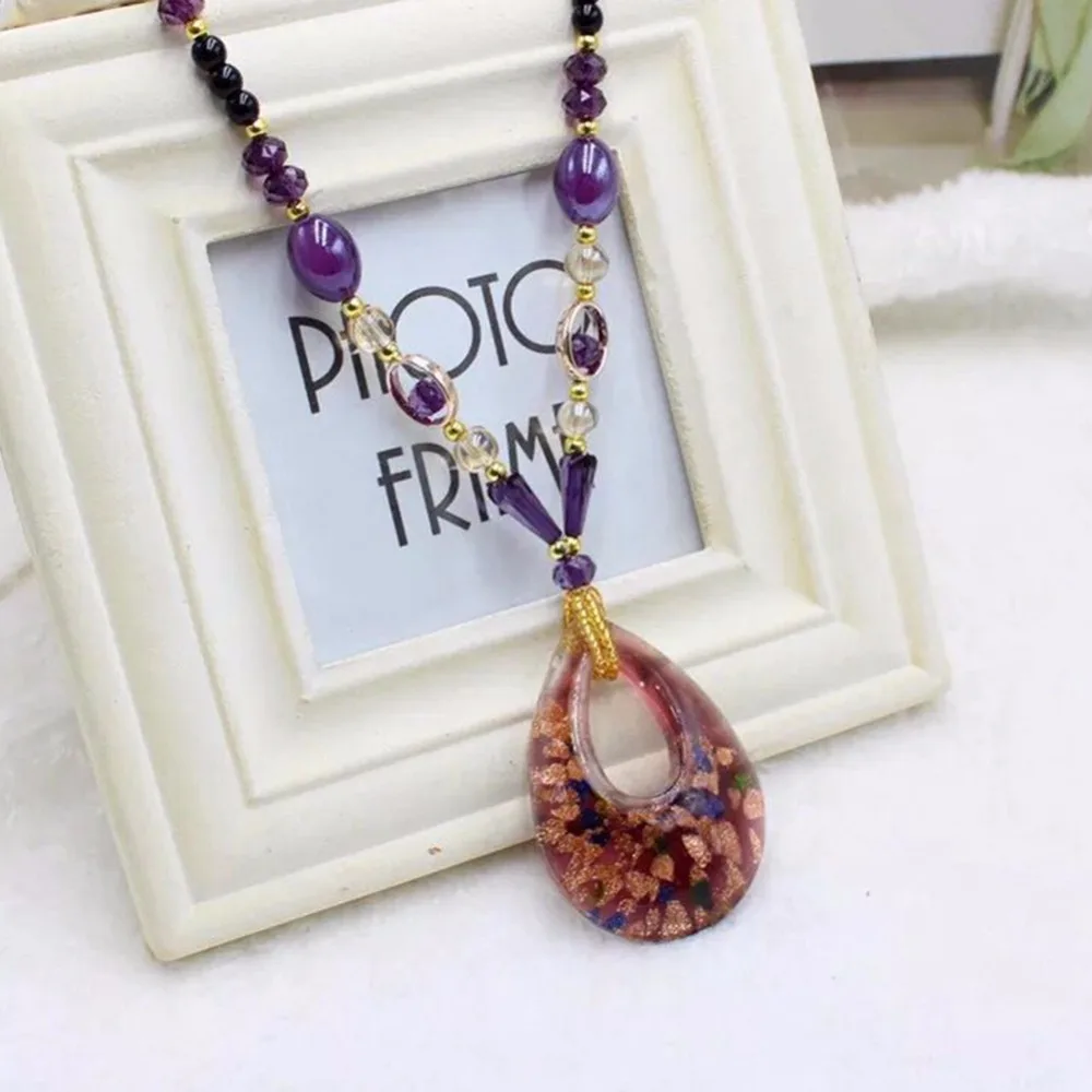 Ожерелье женское из натурального стекла колье ручной работы с Оригинальными