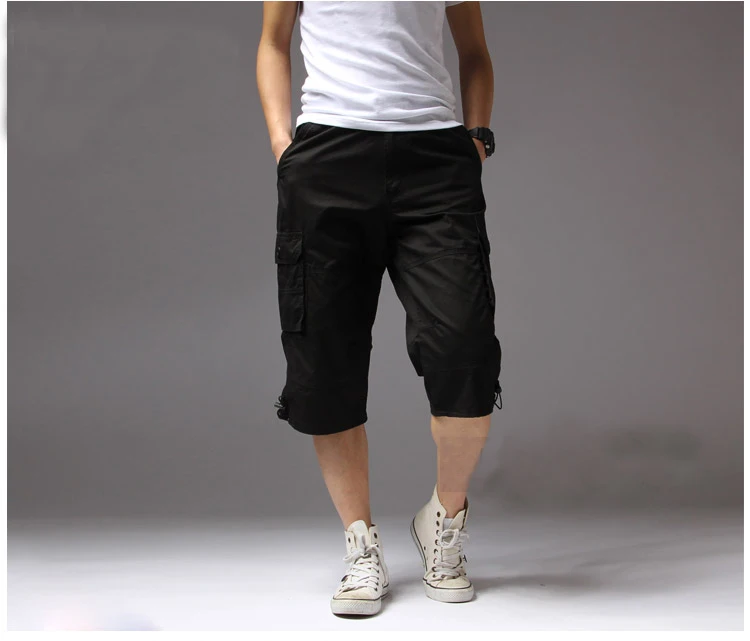 Военные мужские шорты летние короткие мужские s шорты Pantalones Cortos Hombre тактические камуфляжные шорты Homme Большие размеры брюки CS 6XL - Цвет: Black