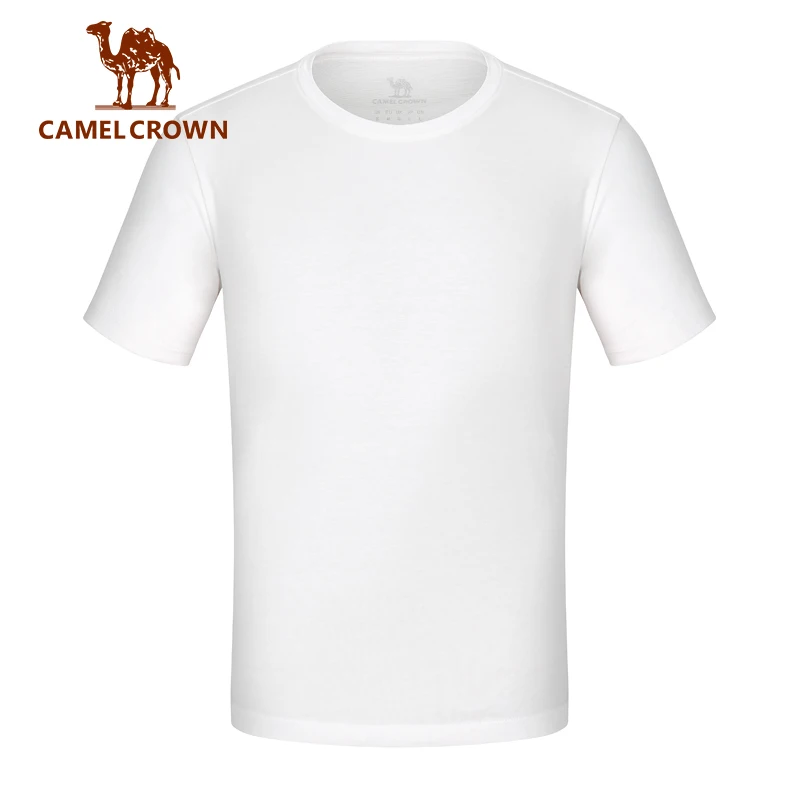 CAMEL хлопковые футболки дышащие мужские летние быстросохнущие высокие эластичные с круглым вырезом Большие размеры - Цвет: 1White