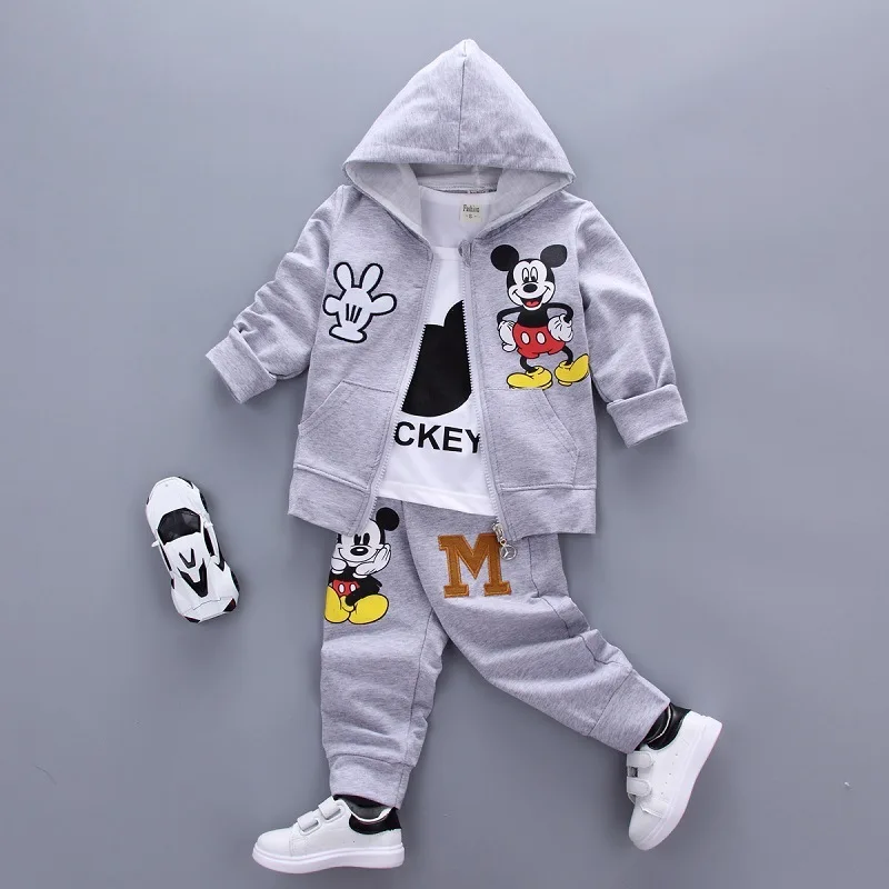 Spring Autumn Baby Girls Boys Cotton Clothes Children Cartoon Mouse Hoodies T-shirt Pants 3 Pcs/Sets Kids Casual Sport | Детская одежда